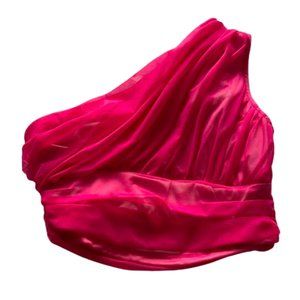 Shein pink one shoulder mesh crop top NWOT